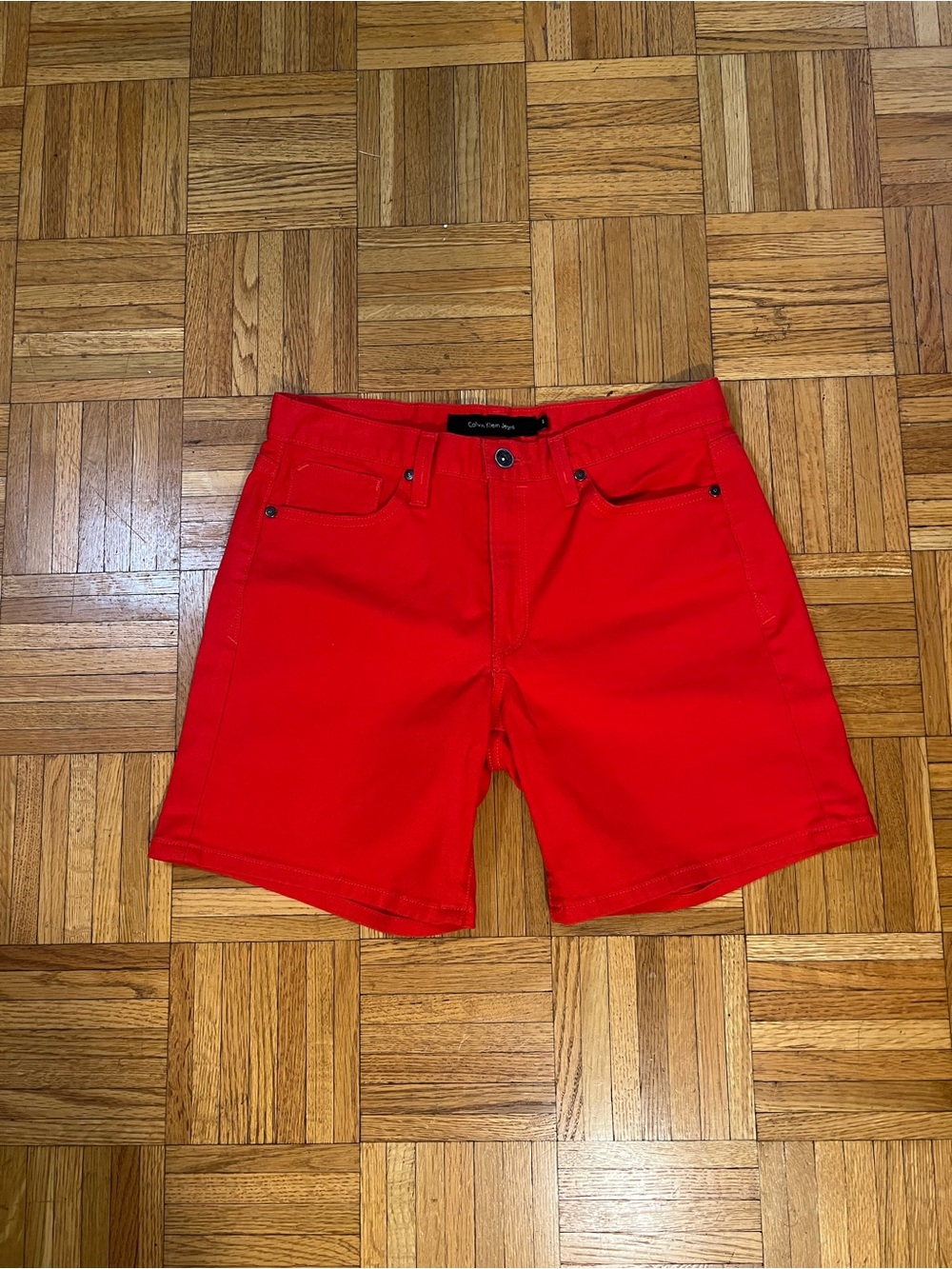 Pop of Color in Calvin Klein Jeans Red Denim Shorts size 6